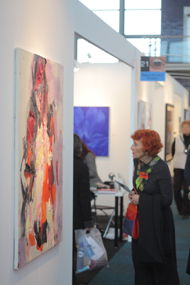 colourful scene in Amsterdam art fair